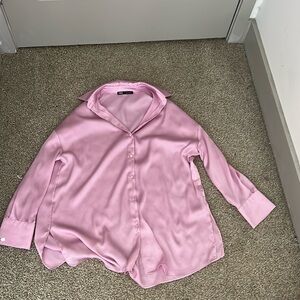 Zara pink oversized satin top